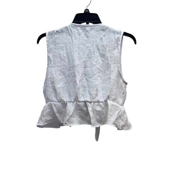 IKY & ME. White Ruffled Crop Blouse with Notched Collar - Picture 3 of 8